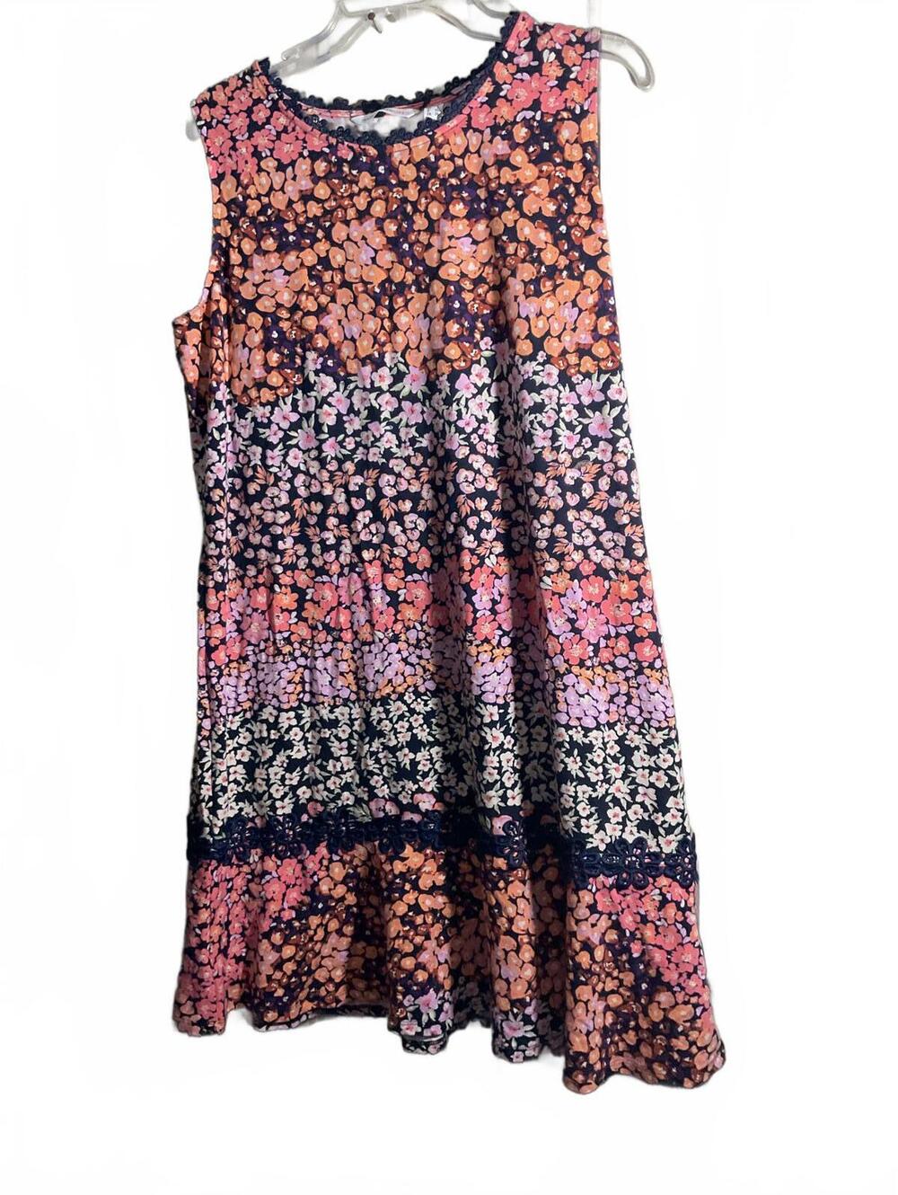 Floral Patchwork Print Sundress with Lace Details Large